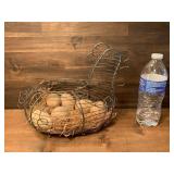 Decorative Wire Chicken Basket W/ Eggs