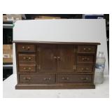 Large Wooden Jewelry Box W/ Contents