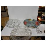 Chip And Dip And Beveled Glass Serving Platters