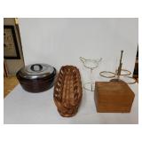Pottery Bowl With Lid, Basket, Recipe Holder And