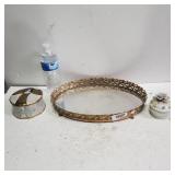 Mirrored Jewelry Tray,  And 2 Jewelry Trinket