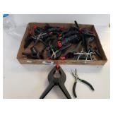 Lot If Clamps And  Bent Nose Pliers