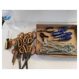 Large Lot Of Scissors,  Screwdrivers, And Peg