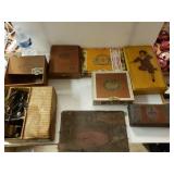 Vintage Cigar Boxes And Microscope