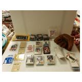 Sports Cards And Baseball Glove