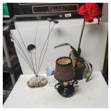 Vintage Wind Chime, Artificial Flower, And
