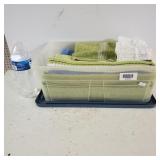 Small Storage Container With Lid And Washcloths,