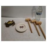 Crab Items - (3) Mallets, (1) Ashtray, (1) Brass