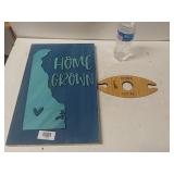 Homegrown Delaware Wood Sign & Wine Bottle/glass