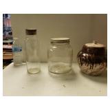 Vintage Pottery Canister, Glass Canisters