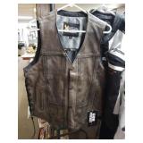 Mens Leather Xelement Vest Size Large. New With