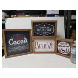 (4) Wooden Christmas Decor Signs