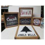(5) Wooden Christmas Decor Signs