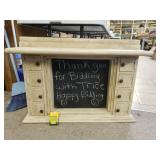 Chalkboard Mantle With Small Cabinets