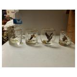 Case Of Beautiful Gold Rimmed Bird Glasses.