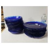 Blue Glass Leaf Shaped Plates