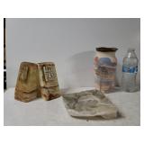 Handmade Stone Items - Bookends & Ashtray &