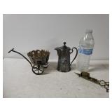 Silver Plated Wagon, Teapot & Candle Wick