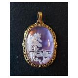 Ladies Bird & Flower Pendant - Marked Bronze