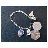 Small Silvertone Bracelet W/ Charms - Some Marked