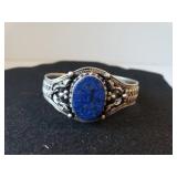 Ladies Silver Cuff Bracelet W/lapis Stone - Marke