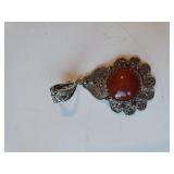 Ladies Pendant W/rust Colored Stone - Marked DGS