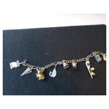 Silver Charm Bracelet W/(8) Charms - (6) Charms &
