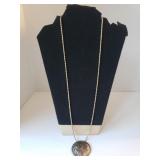 Ladies Long Silvertone Necklace W/ Silver