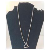 Ladies Silver Necklace W/triangular Pendant