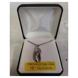 Ladies Silver Crab Claw Necklace - 18" - Marked