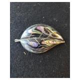 Ladies Abalone-like Leaf Pin - Marked 925