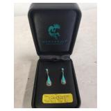Ladies Silver Turquoise Dangle Earrings - Marked