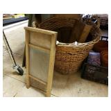 Vintage Baskets And Washboard