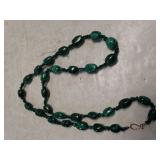 Ladies Long Heavy Malachite Stone Necklace