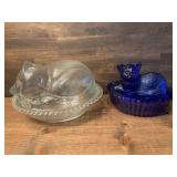 Two Cats On A Nest, Cobalt Blue & Clear