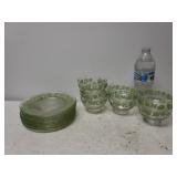 (8) Green Leaf Plates & (7) Green Leaf Cups