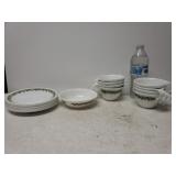 Vintage Corelle Dishes - Small Green Flower