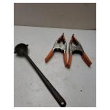 Antique Cast Iron Blacksmith Ladle And Clamps