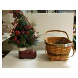 Longaberger Basket And Decorative SANta Boot