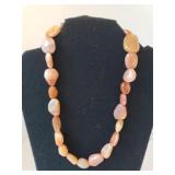 Ladies Heavy Natural Peach Stone Necklace