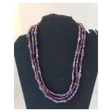 Ladies Silver Multi-strand Natural Purple & Red