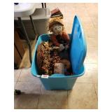 Storage Tote With Contents To Include Fall Decor