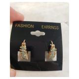 Emerald & Diamond Chip Earrings - Marked BB PAJ