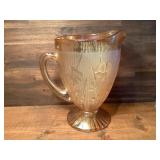 Large Iris Depression Glass Pitcher