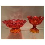 Two Beautiful L.E. Smith Moon & Stars Amberina