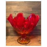 L.E. Smith Glass Simplicity Flame Amberina 7"