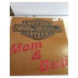 Wood Harley Davidson Cycles Mom & Dad Sign
