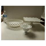 Lace Edge Milk Glass Home Decor