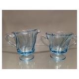 Fostoria Jamestown Blue Creamer & Sugar