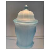 Vintage Blue Frosted Indiana Glass Apothecary Jar